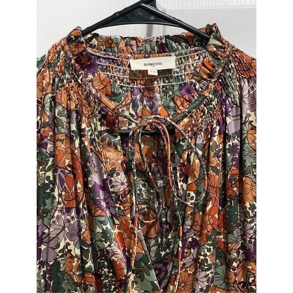 NWOT Suncoo Paris Chama Floral 70’s Inspired Bohemian Lined Swing Dress Size XS - Picture 7 of 16